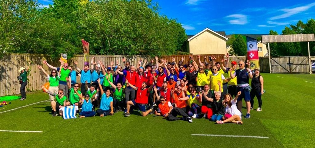 Barclay Crop Protection team wearing bibs during a company fun day
